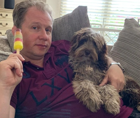 Marcus Briggs with family dog